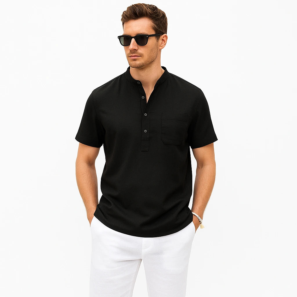 Linen–Cotton Henley Shirt | Get 3 Buy 2