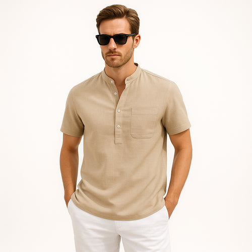 Linen–Cotton Henley Shirt | Get 3 Buy 2