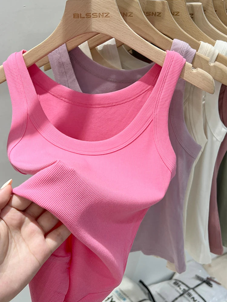 Elara Ribbed Round Neck Tank Top