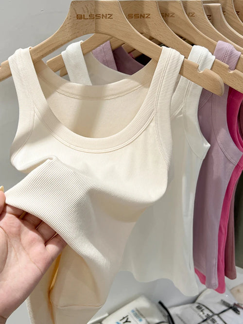 Elara Ribbed Round Neck Tank Top