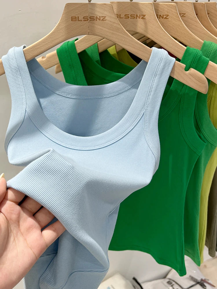 Elara Ribbed Round Neck Tank Top