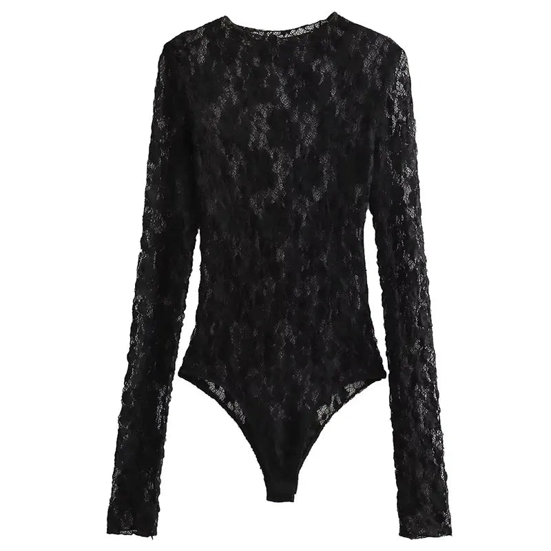 Midnight Lace Series - TRAFZA Lace Bodysuit & Lace Tights
