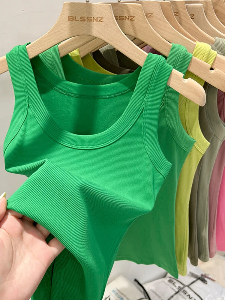 Elara Ribbed Round Neck Tank Top