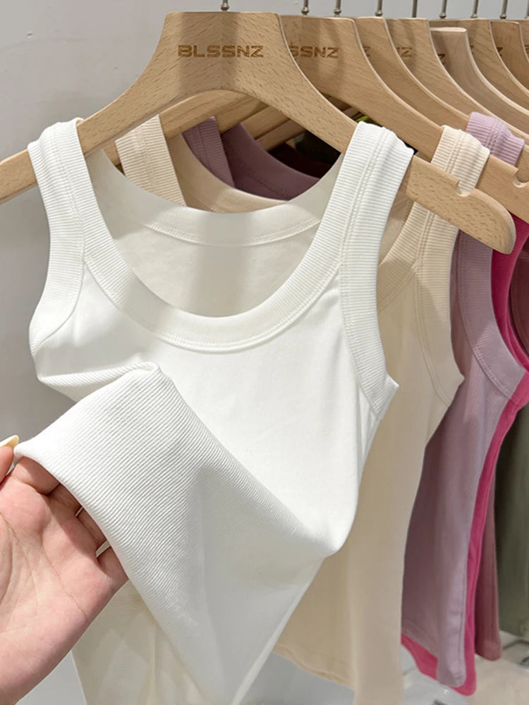 Elara Ribbed Round Neck Tank Top