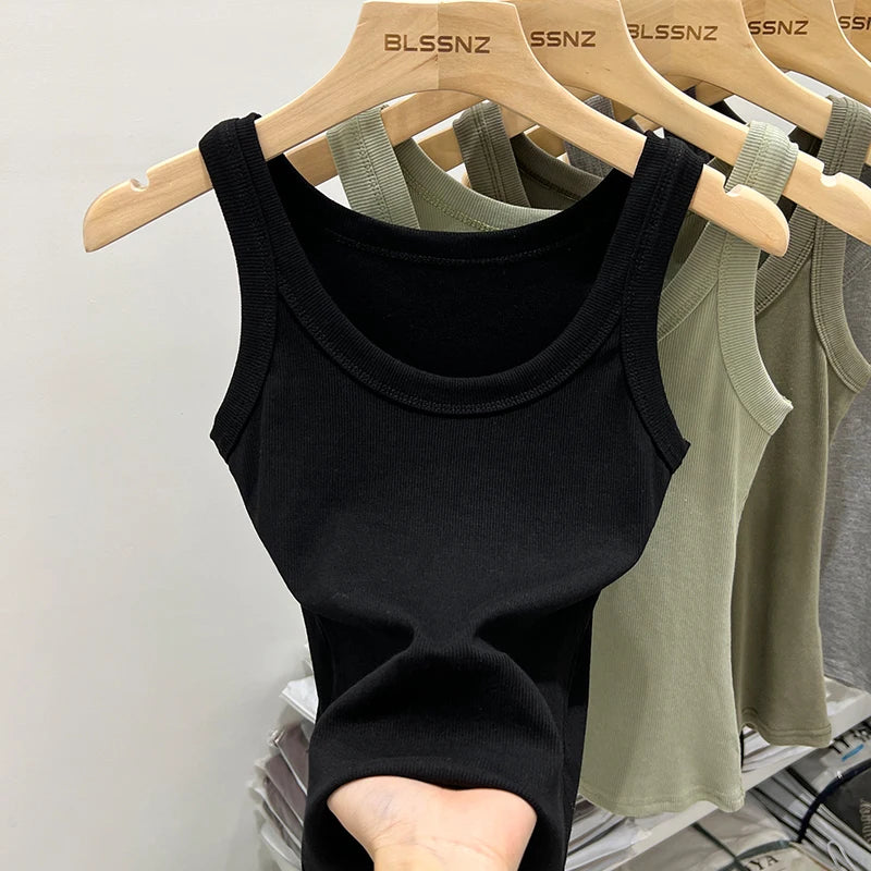 Elara Ribbed Round Neck Tank Top