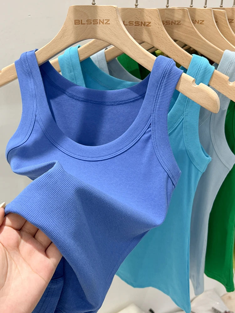 Elara Ribbed Round Neck Tank Top