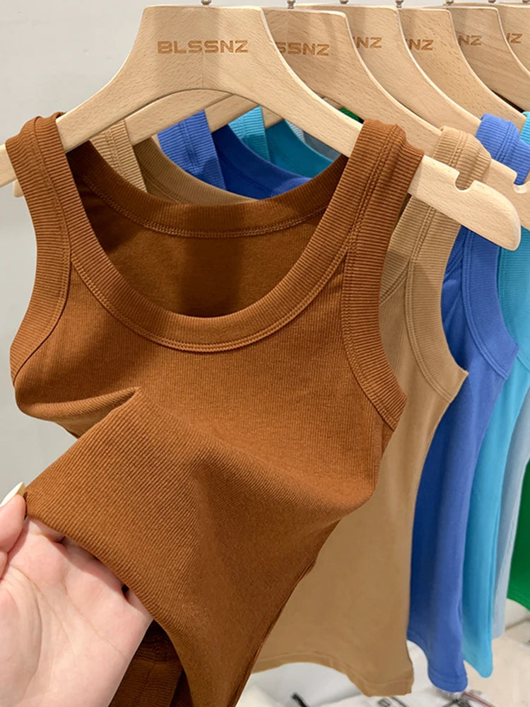 Elara Ribbed Round Neck Tank Top