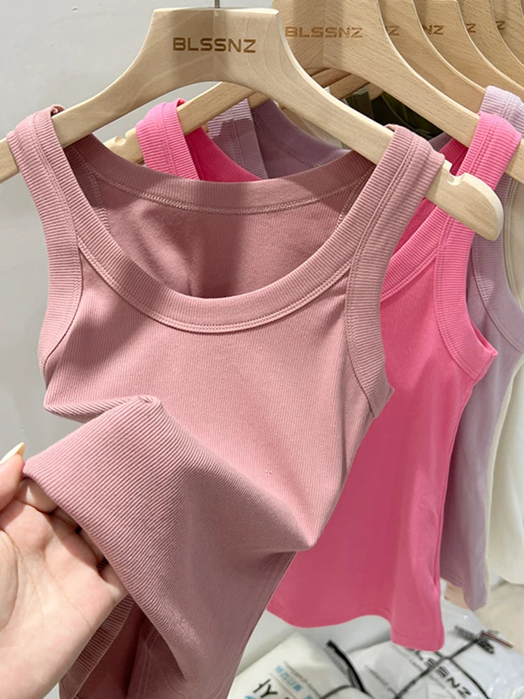Elara Ribbed Round Neck Tank Top