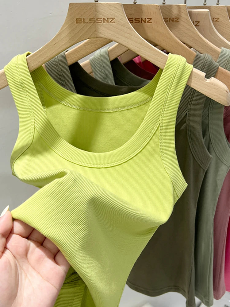 Elara Ribbed Round Neck Tank Top